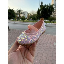 Merli&Rose Lastik Bantlı Pullu Pembe Babet