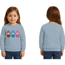 Sedirli Unisex Labubu Baskılı Çocuk Swaetshirt 3 Iplik Şardonlu