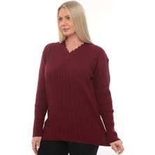 Kadın Uzun Kollu Triko Kazak Bluz Penye Anne Merdiven Yaka Kışlık Mevsimlik Dört Mevsim