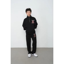 Queen Kids Erkek Çocuk Takım 8132 2 Iplik A Nakışlı Siyah