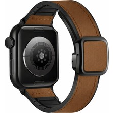 Alstrap Apple Watch 11-10(46MM) 9 8 7 (45MM) Se 6 5 4 (44MM) Uyumlu Manyetik Tokalı Suni Deri Kordon Kayış