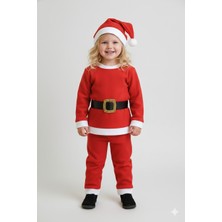 Dodomar 3–4 Yaş Çocuk Noel Baba Kostümü – Şapkalı ve Kemerli Yılbaşı Elbise Seti