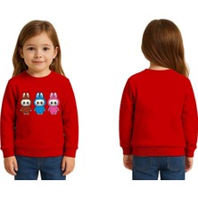 Sedirli Unisex Labubu Baskılı Çocuk Swaetshirt 3 Iplik Şardonlu