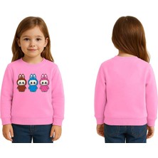 Sedirli Unisex Labubu Baskılı Çocuk Swaetshirt 3 Iplik Şardonlu