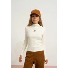 Queen Kids Queenkids Kız ÇOCUK7826 Kaşkorse Body Nakışlı Ekru