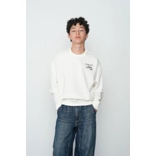 Queen Kids Erkek Çocuk Sweat 8144 Araba Baskılı Ekru