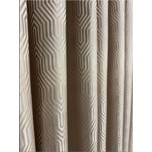 Labirent Desen Krem Fon Perde 1/2,5 Orta Pile