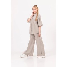 Queen Kids Queenkids Kız Çocuk 9079 Müslin Pantolon Vizon