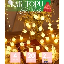 Özbience Kar Topu LED Işık Süsleme 4 Metre 20 LED Yılbaşı Aydınlatma Sarkıt