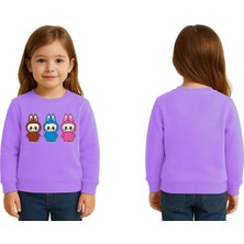Sedirli Unisex Labubu Baskılı Çocuk Swaetshirt 3 Iplik Şardonlu