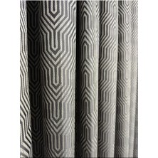 Labirent Desen Antrasit Fon Perde 1/3 Sık Pile