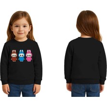 Sedirli Unisex Labubu Baskılı Çocuk Swaetshirt 3 Iplik Şardonlu
