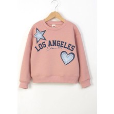 Queen Kids Queenkids Kız Çocuk M9849  Şardonlu Sweat Pudra