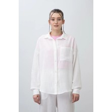 Queen Kids Queenkids Kız Çocuk 7557 Keten Gömlek Beyaz