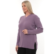 Kadın Uzun Kollu Triko Kazak Bluz Penye Anne Merdiven Yaka Kışlık Mevsimlik Dört Mevsim