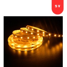 Powerr Led Aydınlatma 5 Volt 5 mm 2835 Smd Sarı Amber Iç Mekan 120 Ledli 5 Metre Şerit LED