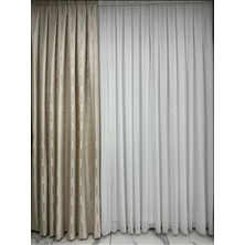 Hafif Saçaklı Fon Perde Bej Fon 1/3 Sık Pile