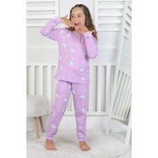 Queen Kids Queenkids Kız Çocuk PJ-51219 Pijama Takımı Mor Unicorn