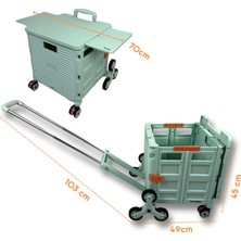 Portakap Piknik Masalı, 8 Tekerlekli, 55 Litre Yeşil Katlanır Alışveriş Arabası - Pazar Arabası - Merdiven Çıkan