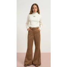 Queen Kids Queenkids Kız Çocuk 7842 Süet  Pantolon Vizon