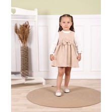 Queen Kids Queenkids Kız Bebek 0883.01 Elbise Süet Jile Bej