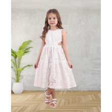 Queen Kids Queenkids Kız Çocuk M0830 Dantel Elbise Ekru