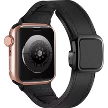 Alstrap Apple Watch 11-10(46MM) 9 8 7 (45MM) Se 6 5 4 (44MM) Uyumlu Manyetik Tokalı Suni Deri Kordon Kayış