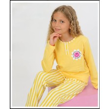Queen Kids Queenkids Kız Çocuk 92592   Pijama Takım Sarı Papatya