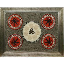 E38 El Işçiliği  Mühürler Dövme Keçe Tablo 83*64 cm -6436
