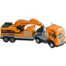 TE Dükkan KLX800-248 Sürtmeli Işıklı Müzikli 1:24 Kazıcı Taşıyan Tır