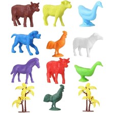 TE Dükkan 676 Toy Play 12 Parça Renkli Mini Çiftlik Hayvanları Figür Seti 4-6 cm