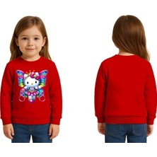 Sedirli Unisex Hello Kity Baskılı Çocuk Swaetshirt 3 Iplik Şardonlu
