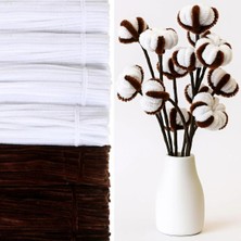 Hobialem 100 Adet Şönil Seti , 50 Beyaz 50 Kahve Tel Çiçek Yapımı Buket Eğitici Şönil Seti 30 cm 6mm