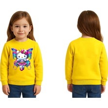 Sedirli Unisex Hello Kity Baskılı Çocuk Swaetshirt 3 Iplik Şardonlu