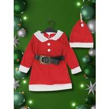Noel Kız Çocuk Kostüm Şapka + Elbise +Kemer