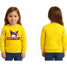 Sedirli Unisex Kuromi Baskılı Çocuk Swaetshirt 3 Iplik Şardonlu