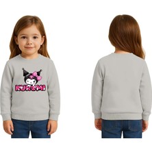 Sedirli Unisex Kuromi Baskılı Çocuk Swaetshirt 3 Iplik Şardonlu