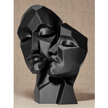 Linova Eş Çift Yüzleri Heykel Biblo Dekoratif Obje