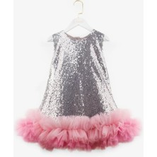 Öz-Ne Mağazacılık Etek Ucu Tüllü Pullu Kız Çocuk Elbise