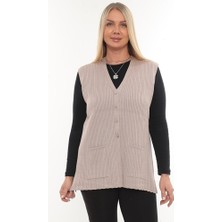 Kadın Merserize Cepli Düğmeli Rolax Triko Mevsimlik Anne Yelek