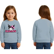 Sedirli Unisex Kuromi Baskılı Çocuk Swaetshirt 3 Iplik Şardonlu
