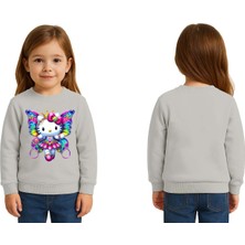 Sedirli Unisex Hello Kity Baskılı Çocuk Swaetshirt 3 Iplik Şardonlu
