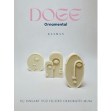 Dasman Doge Şam Oneart Dekoratif Mum, 3 Yüz Figürü, Sandal Ağacı Kokulu