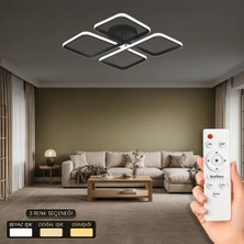 Novira Plafonyer Kumandalı Modern LED Avize – 3 Renk Led, Salon Tavan Aydınlatması