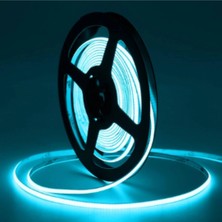 Powerr Led Aydınlatma 12 Volt 3 mm 400 Ledli Esnek Cob Şerit Turkuaz Iç Mekan 5 Metre
