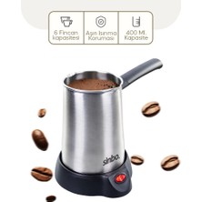 Timion Çelik Elektrikli Cezve Türk Kahve Makinesi - 6FINCAN=400ML Çift Yönlü Dökme Ağız 360 Derece Dönebilen Taban SCM-2958 (5148)