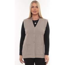 Kadın Merserize Cepli Düğmeli Rolax Triko Mevsimlik Anne Yelek