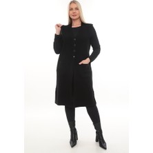 Çelik Örgü Düğmeli Cepli Triko Kışlık Kalın Uzun Anne Örgü Yelek