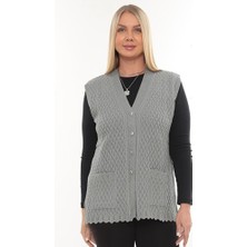 Kadın Merserize Cepli Düğmeli Rolax Triko Mevsimlik Anne Yelek