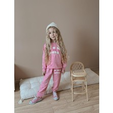 Sacro Kids Süzene Punch Nakışlı 2 Iplik Sweatshirt-Eşofman Altı Mevsimlik Kız Çocuk Takım